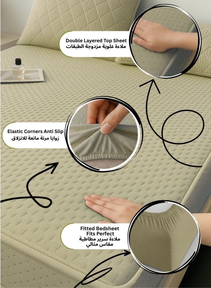 بريميم طقم لحاف فندقي من الألياف الدقيقة، يناسب سريرًا بمقاس ۲۰۰ سم × ۲۰۰ سم، ۷ قطع مقاس كينج مع حشوة دافئة مثالية لفصل الشتاء، تصميم ناعم فاخر - أصفر كريمي - Image 5